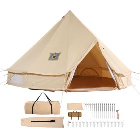 Canvas Bell Tent, 4 Seasons 7 m/22.97 ft Yurt Tent, Canvas Tent for Camping with Stove Jack, Breathable Tent Holds up to 12 People