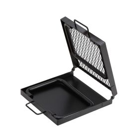 Folding Campfire Grill, Heavy Duty Steel Mesh Grate, 22.4" Portable Camping Grates Over Fire Pit, Camp Fire Cooking Equipment with Legs Carrying