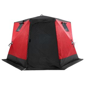Portable Ice Shelter, 4-6 Person Insulated Pop-Up Ice Fishing Tent, 50 Square Feet Fishable Area, Thermal Ice Shanty for Winter Fishing