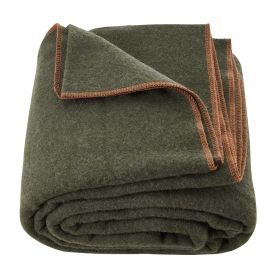 Wool Camping Blanket, Large Warm Stadium Blanket, Waterproof & Windproof, Flame Retardant, Great for Outdoors, Picnics, Hiking, Sports Events, Tr (Color: Military Green, Material: Wool Blend)